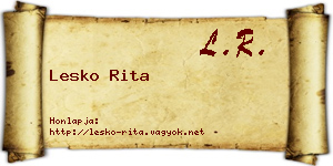 Lesko Rita névjegykártya
